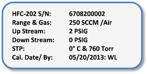 Sample Calibration Sticker for MFC